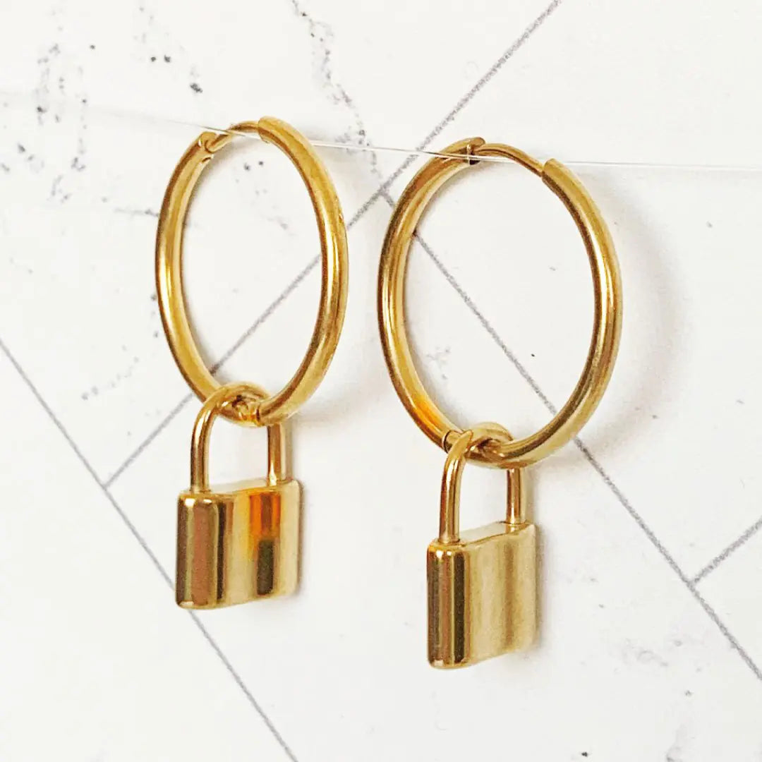 Large Lock Loop Earrings